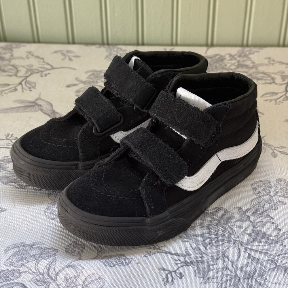 Vans Preschool Toddler Youth Sk8-Mid Reissue V Suede Black Double Strap 10.5 Kid
